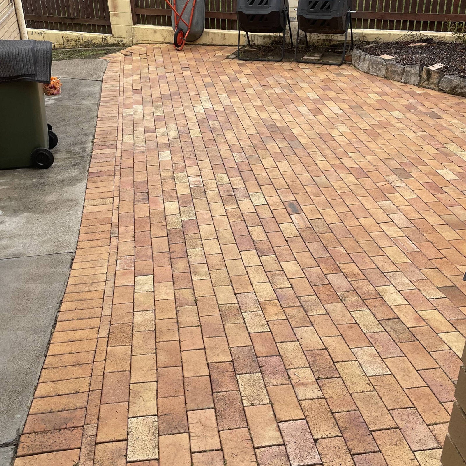 Clean brick paving after pressure washing